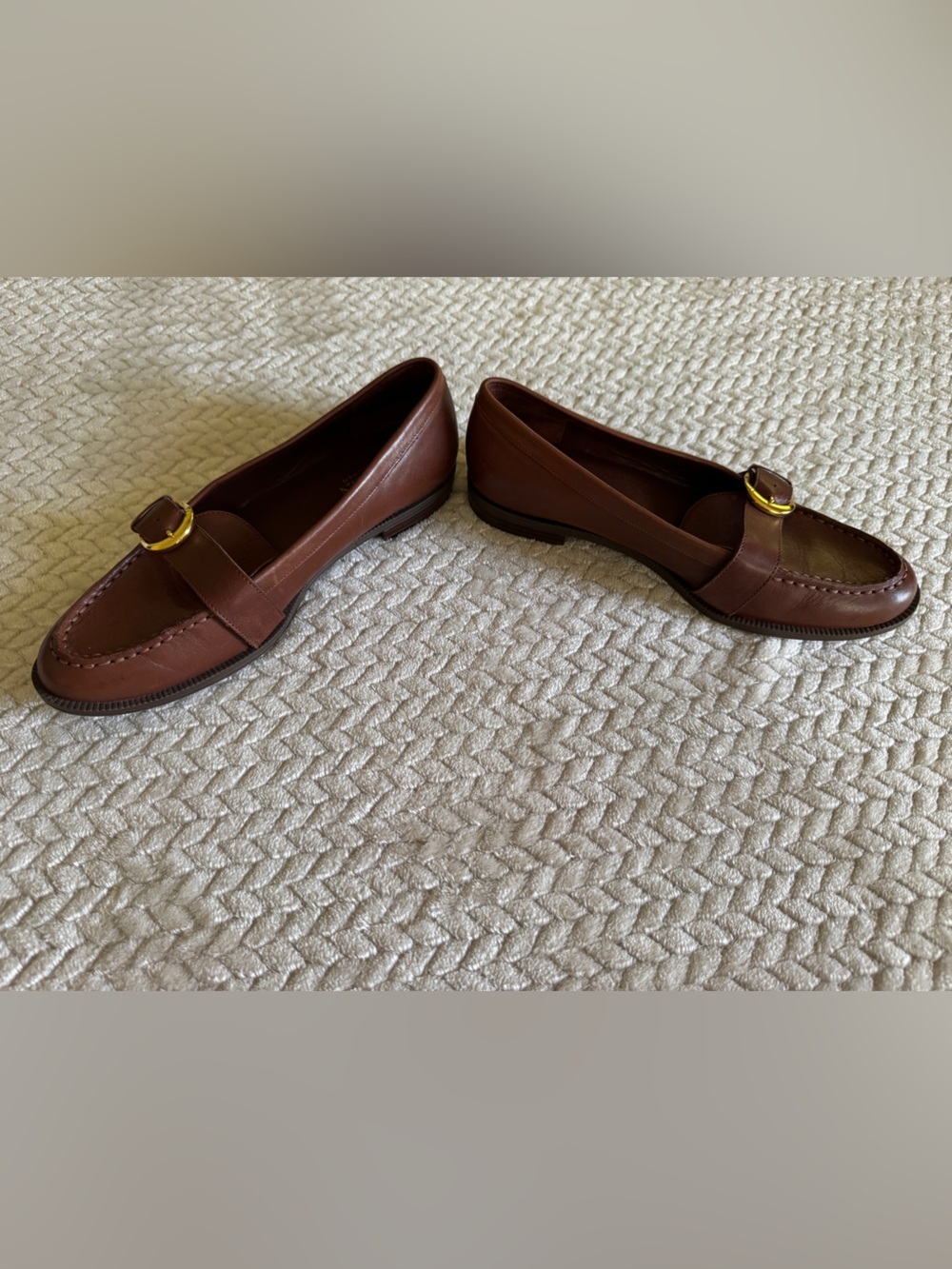 Lauren Ralph Lauren Brown Leather Buckle Loafers - Women's Size 6.5 - Picture 4 of 10